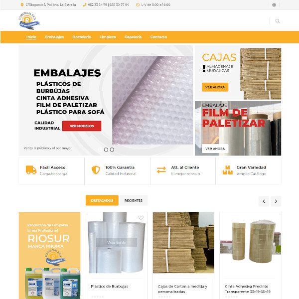 Diseño web de Comercial Ríos Almacén de Embalajes en Málaga