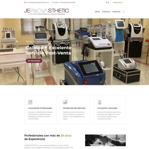 Diseño web de JE INNOVA STHETIC en Albolote Granada